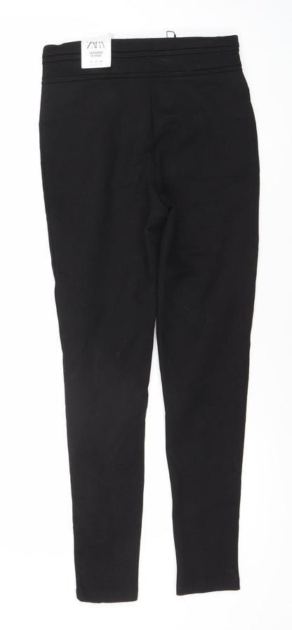 Womens UK Size S Zara Regular Fit Leggings Black Trousers