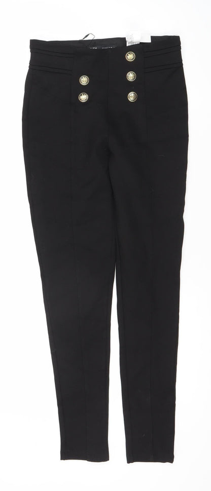 Womens UK Size S Zara Regular Fit Leggings Black Trousers
