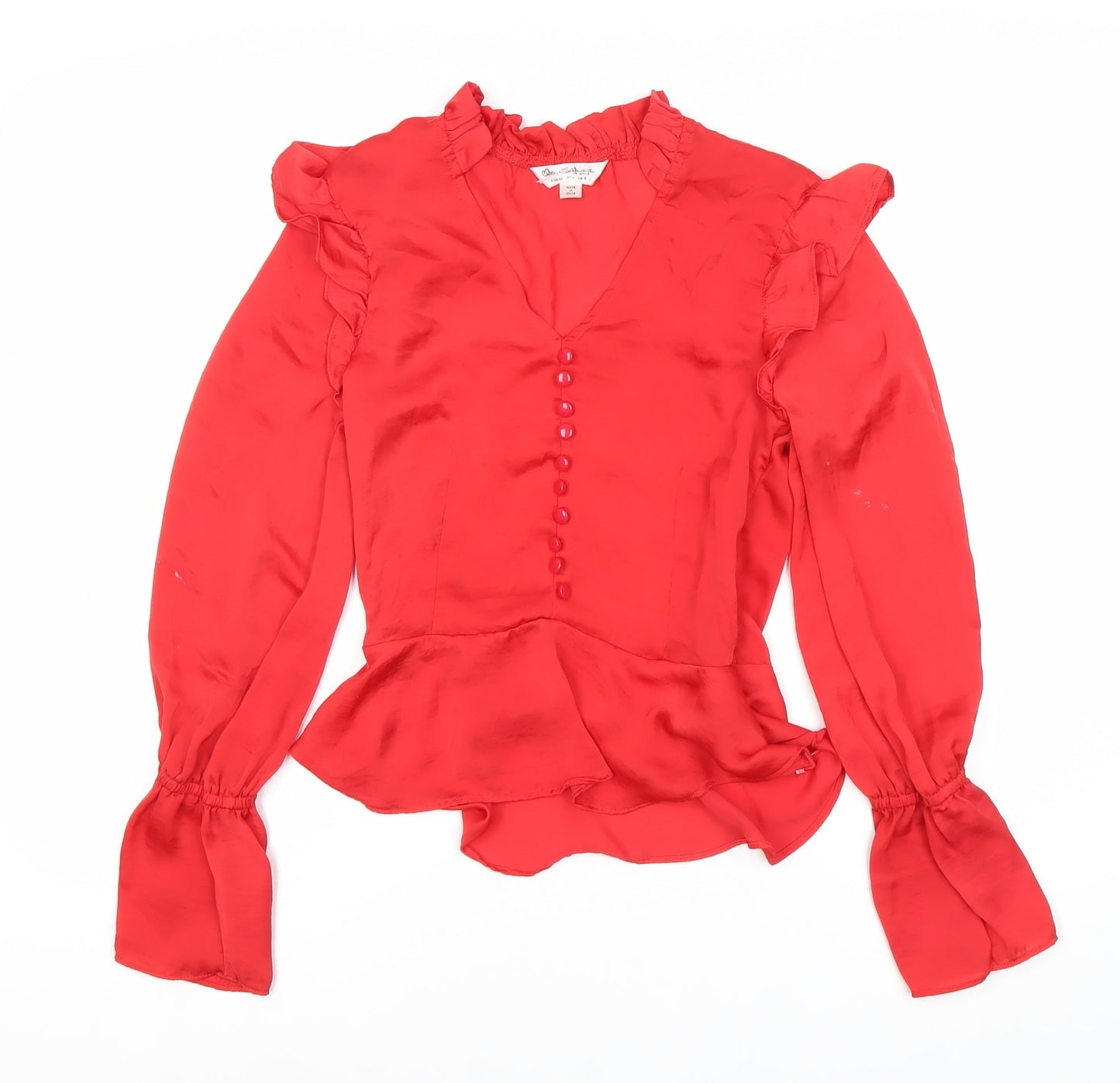 Jessica Simpson Women's Red Ruffle Blouse Size 4