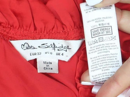 Jessica Simpson Women's Red Ruffle Blouse Size 4