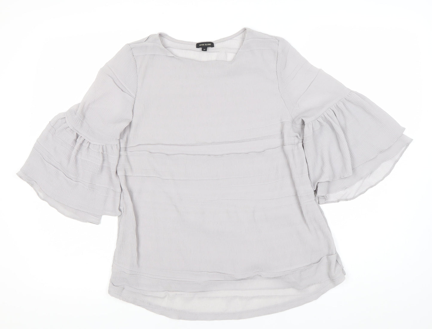 Womens UK Size 10 River Island Grey Tunic Blouse