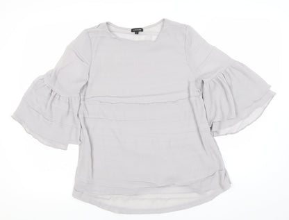 Womens UK Size 10 River Island Grey Tunic Blouse