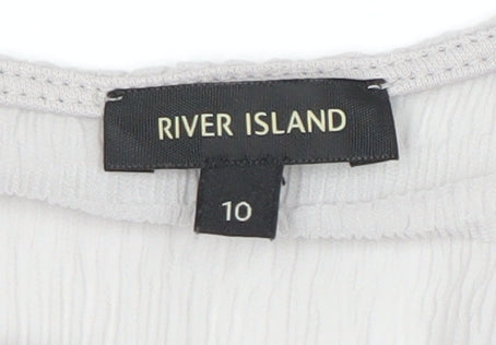 Womens UK Size 10 River Island Grey Tunic Blouse
