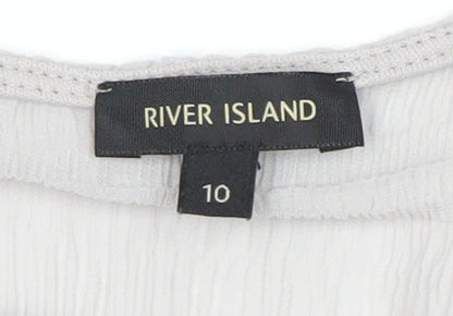 Womens UK Size 10 River Island Grey Tunic Blouse