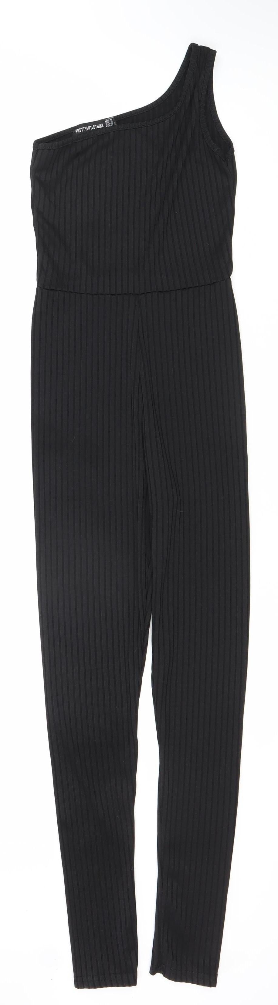 PrettyLittleThing Women's Black One Shoulder Jumpsuit Size 6