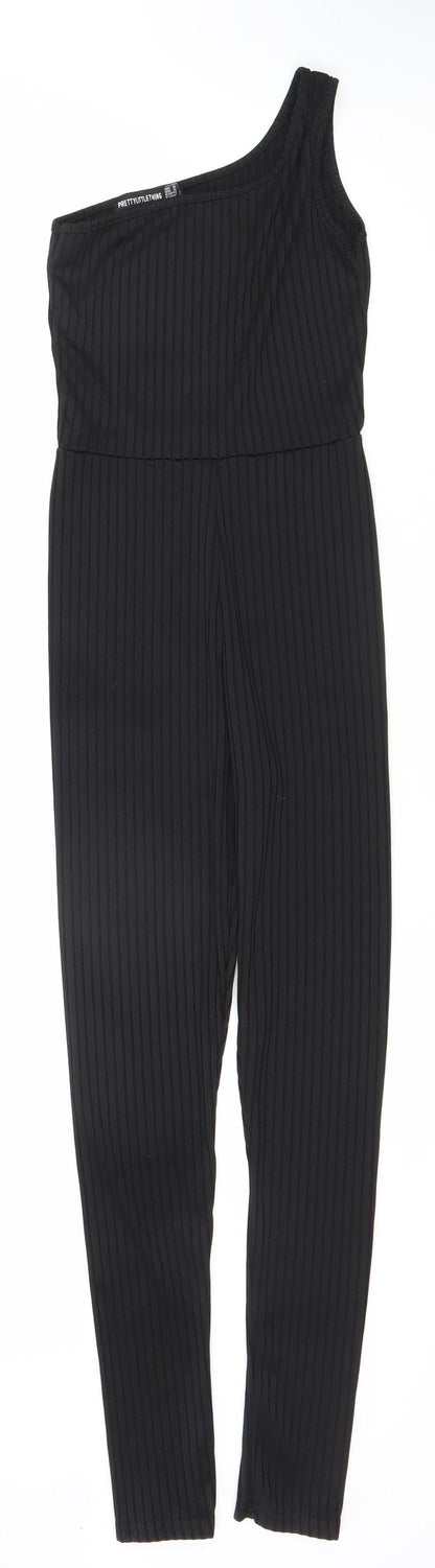PrettyLittleThing Women's Black One Shoulder Jumpsuit Size 6
