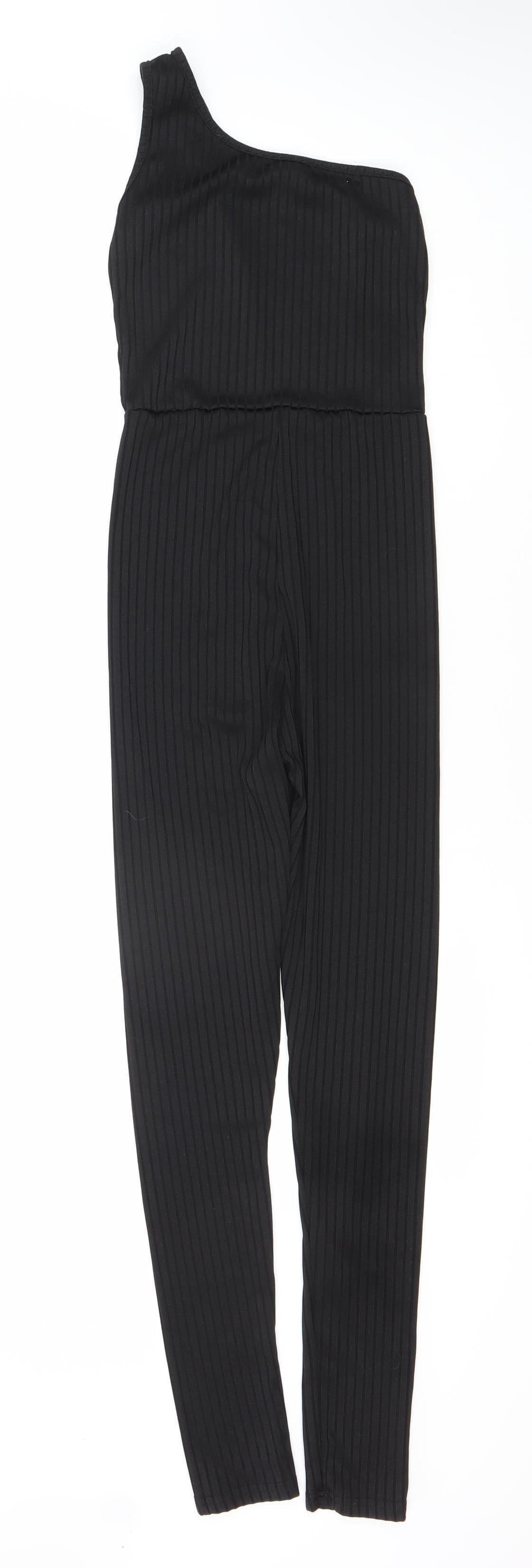 PrettyLittleThing Women's Black One Shoulder Jumpsuit Size 6