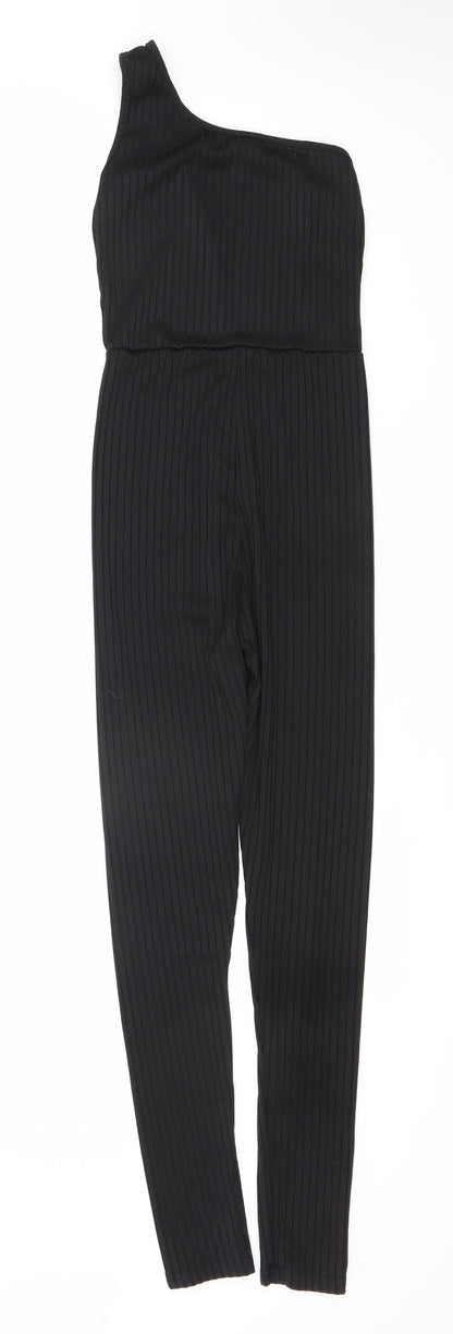 PrettyLittleThing Women's Black One Shoulder Jumpsuit Size 6