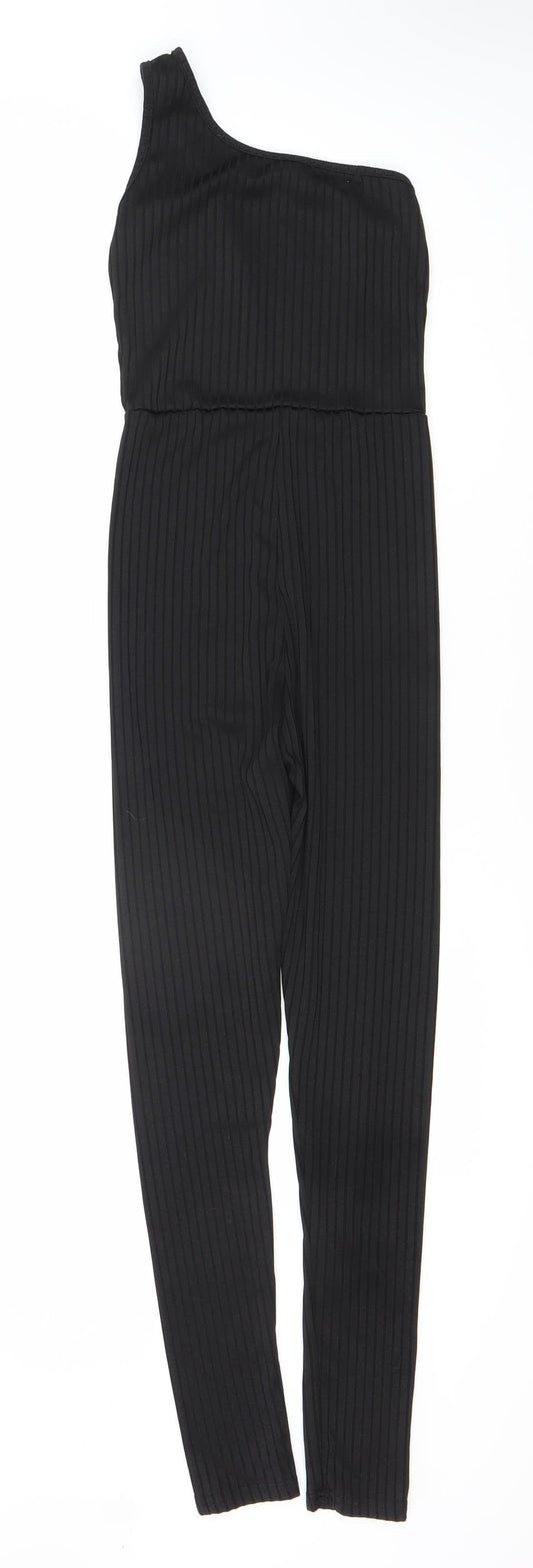 PrettyLittleThing Women's Black One Shoulder Jumpsuit Size 6