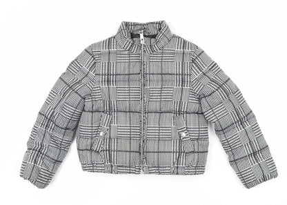 Marks and Spencer Girls Black Check Puffer Jacket 7 Years