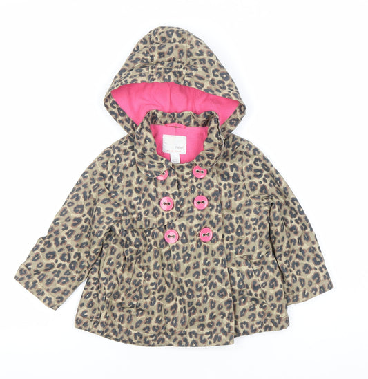Next Girls Multicoloured Animal Print Hooded Coat 18-24 Months