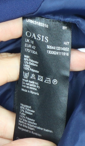 Oasis Women's Blue Blazer Size 16 One-Button
