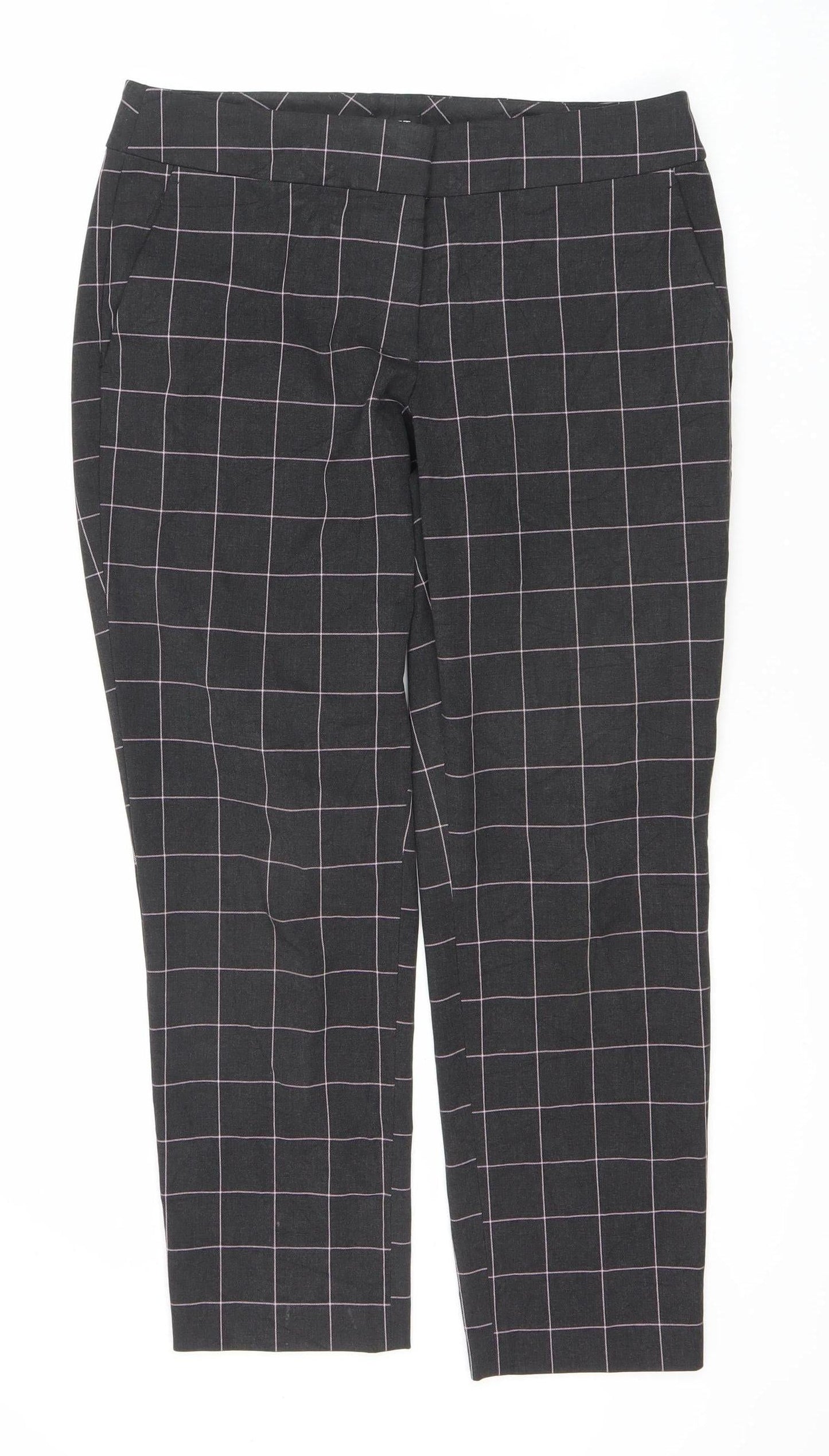 LOFT Women's Black Check Trousers Size 8 for Casual & Workwear