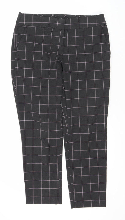 LOFT Women's Black Check Trousers Size 8 for Casual & Workwear