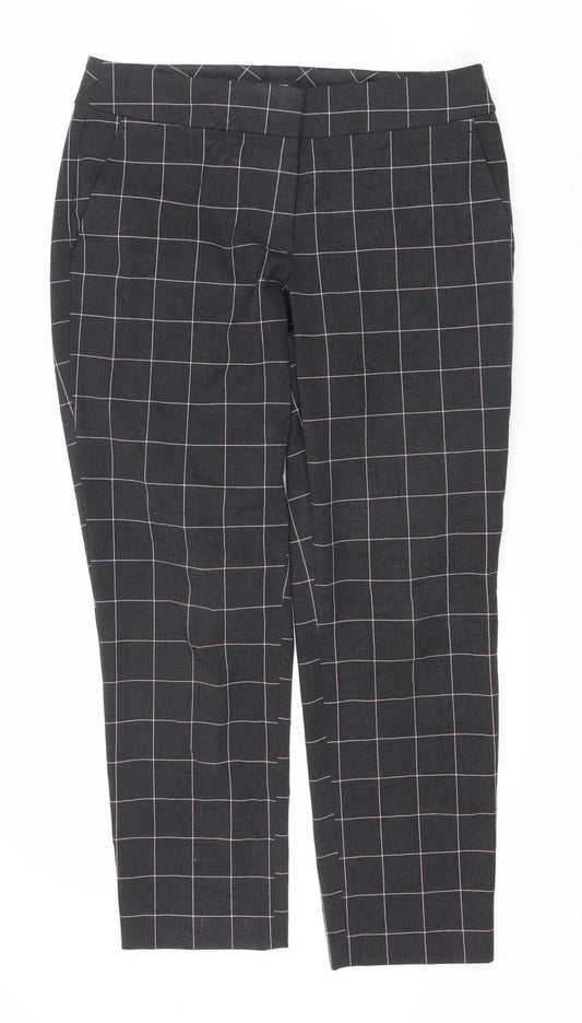 LOFT Women's Black Check Trousers Size 8 for Casual & Workwear