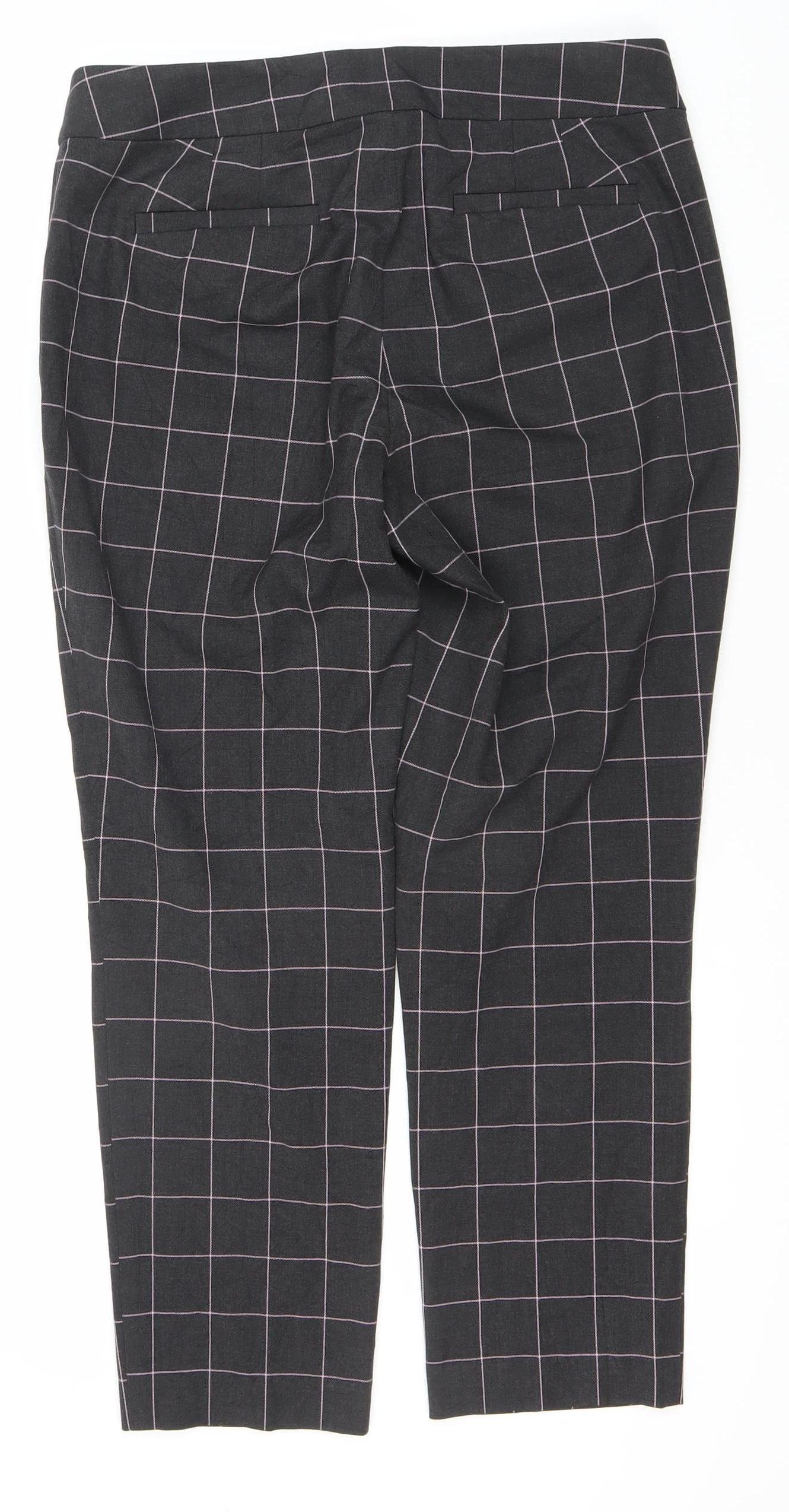 LOFT Women's Black Check Trousers Size 8 for Casual & Workwear
