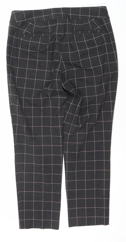 LOFT Women's Black Check Trousers Size 8 for Casual & Workwear