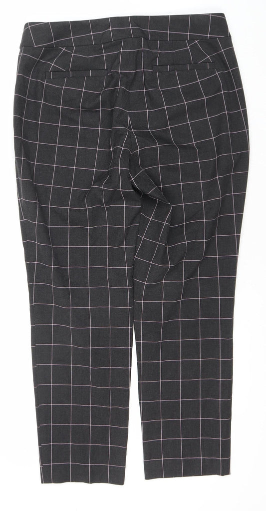 LOFT Women's Black Check Trousers Size 8 for Casual & Workwear