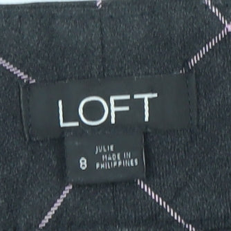 LOFT Women's Black Check Trousers Size 8 for Casual & Workwear
