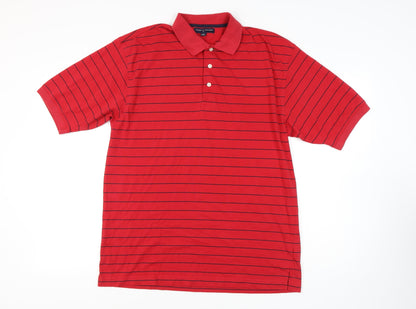 Tommy Hilfiger Men's Red Striped Polo Shirt L
