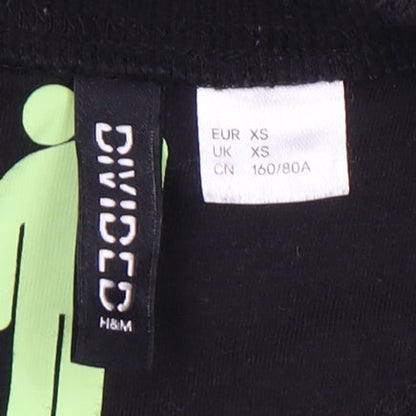 H&M Unisex Black XS Pullover Sweatshirt with Logo