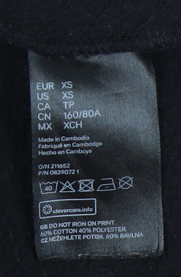 H&M Unisex Black XS Pullover Sweatshirt with Logo