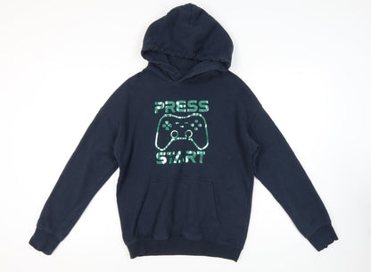 H&M Unisex Kids Blue Hoodie Size 12-13Y Gaming Theme