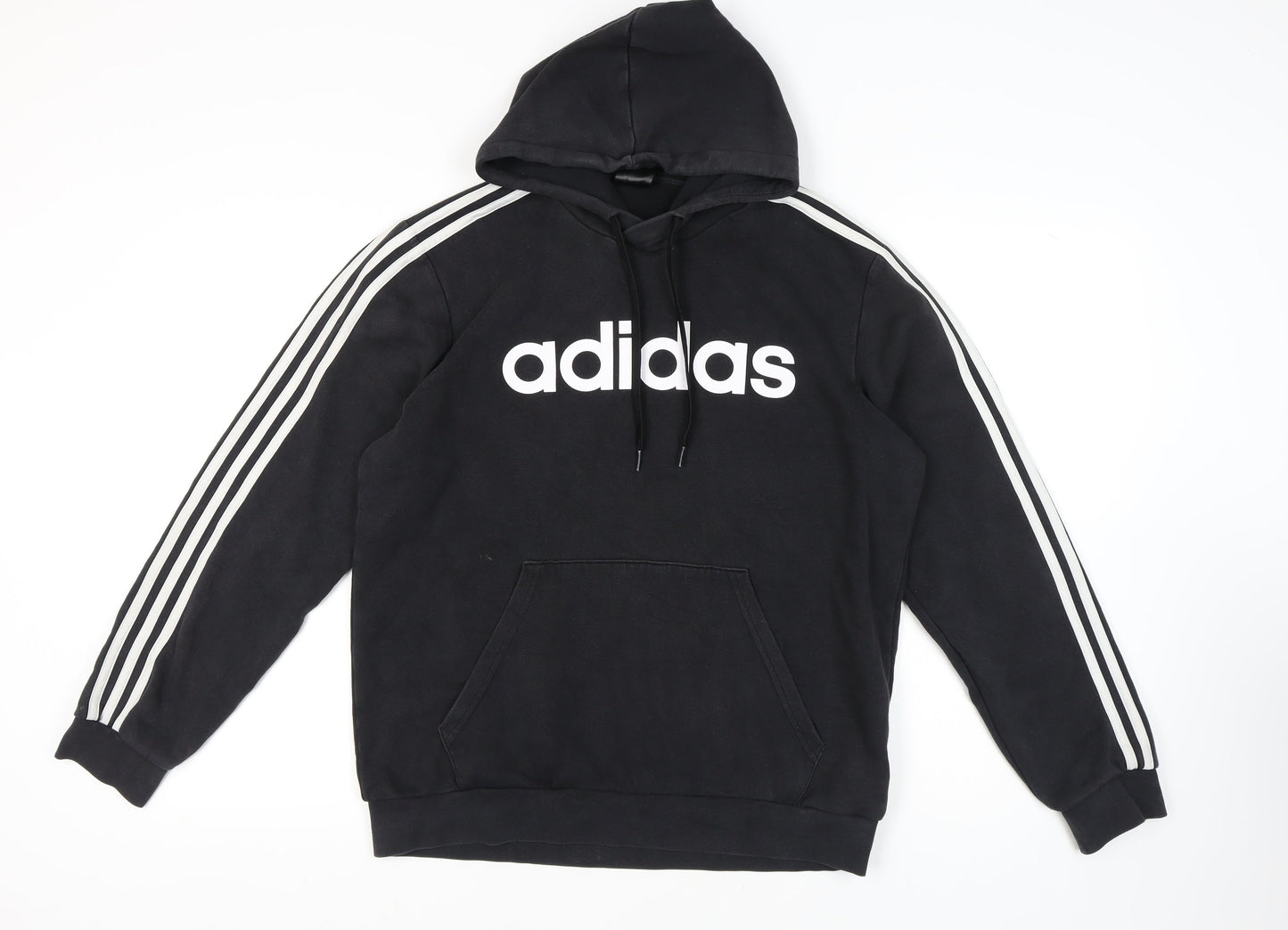 Adidas Black Unisex Pullover Hoodie, Size L, Cotton Blend