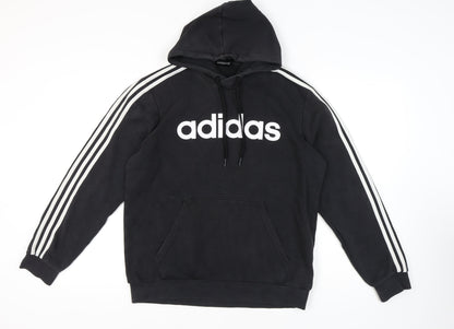 Adidas Black Unisex Pullover Hoodie, Size L, Cotton Blend