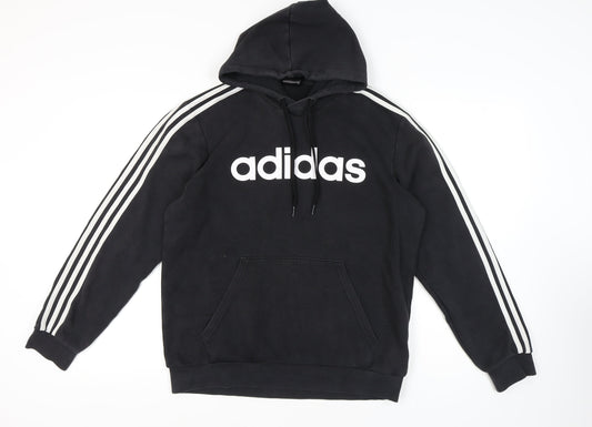 Adidas Black Unisex Pullover Hoodie, Size L, Cotton Blend