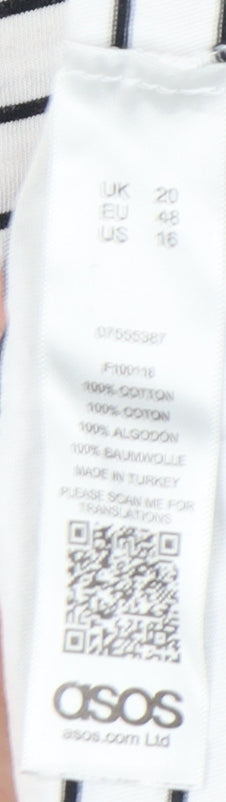 Womens UK Size 20 ASOS White Ringer T-Shirt
