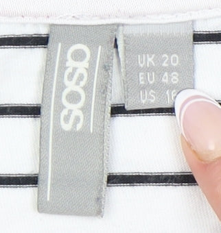 Womens UK Size 20 ASOS White Ringer T-Shirt