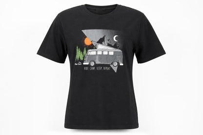 Front view of Peter Storm unisex black outdoor graphic t-shirt l
