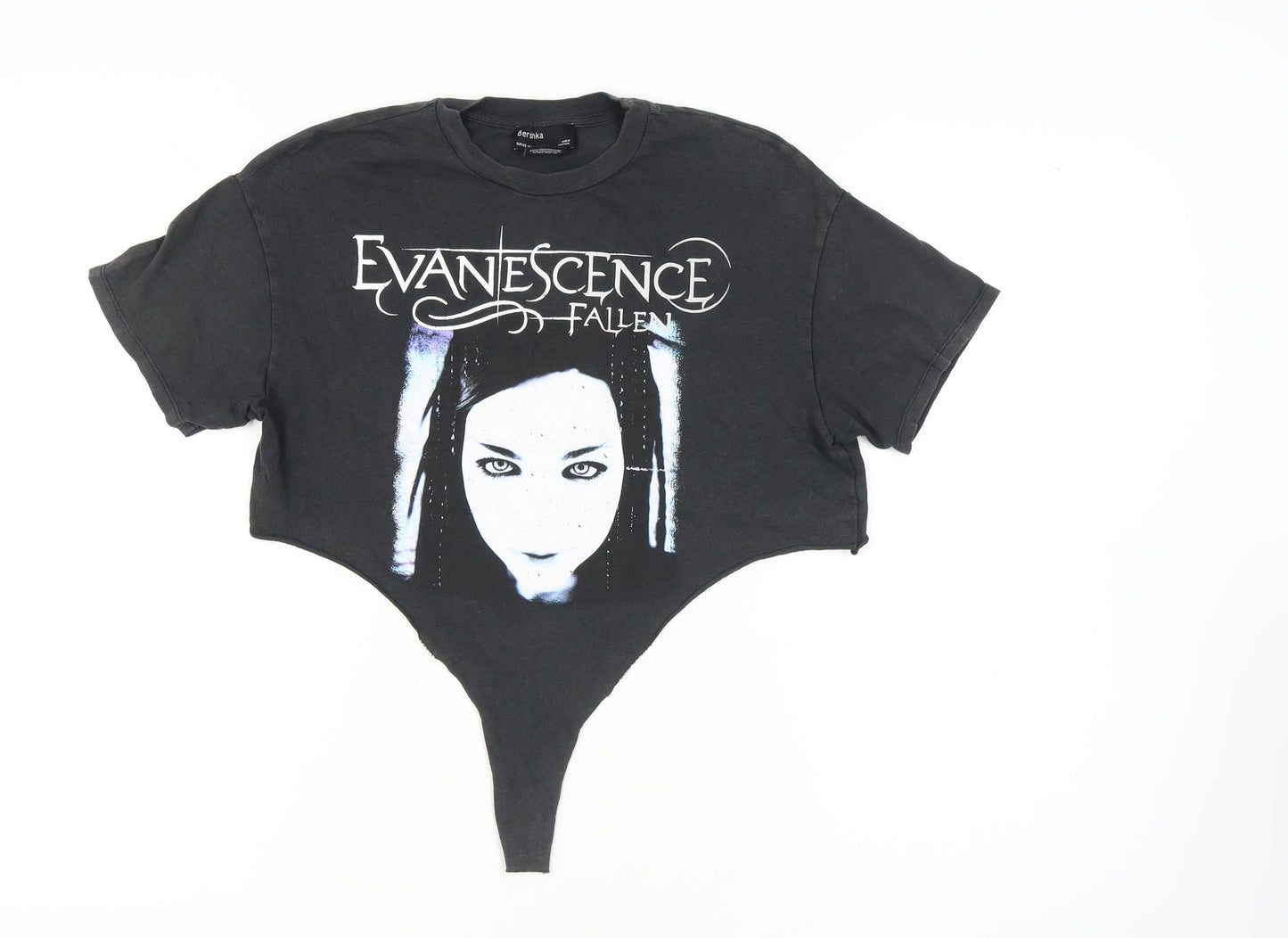 Bershka Women's XS Black Cropped Graphic T-Shirt