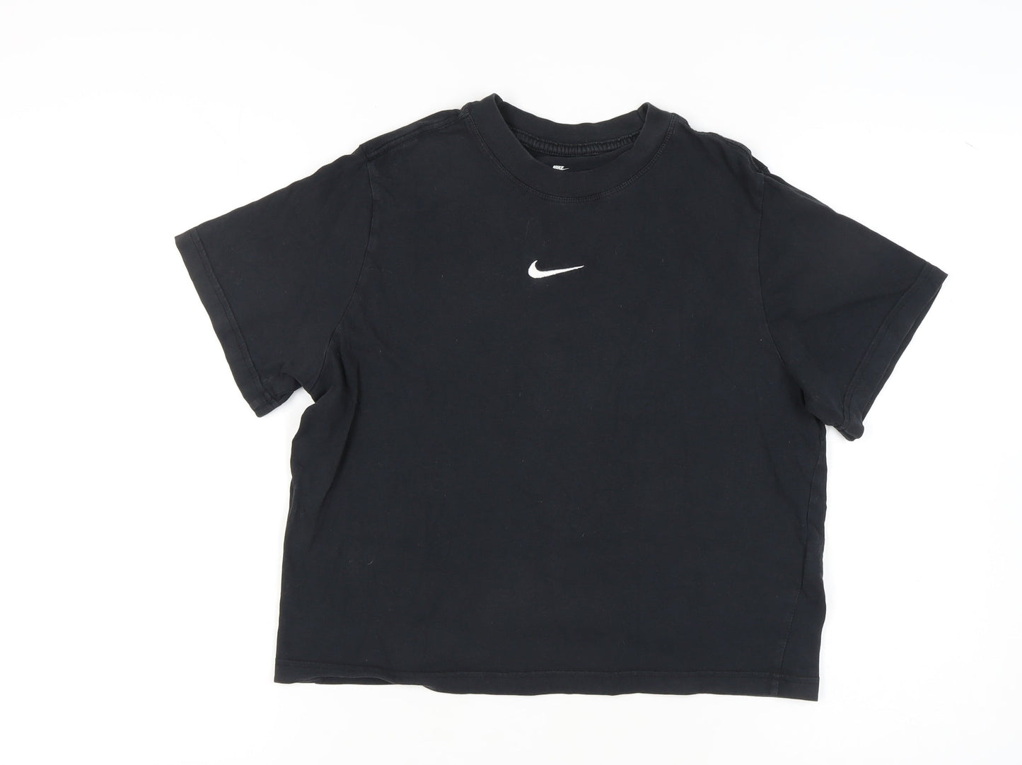 Nike Girls Black XL T-Shirt, Relaxed Fit, 100% Cotton