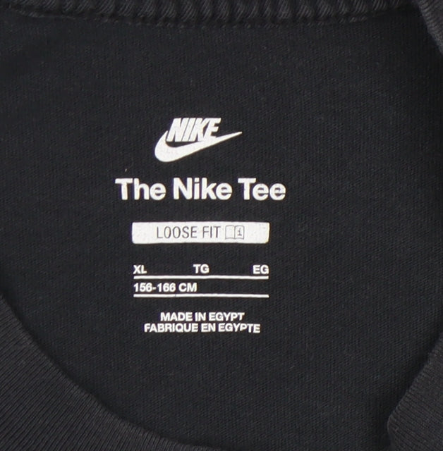 Nike Girls Black XL T-Shirt, Relaxed Fit, 100% Cotton