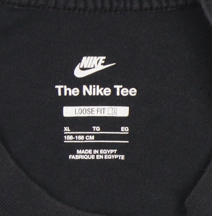 Nike Girls Black XL T-Shirt, Relaxed Fit, 100% Cotton