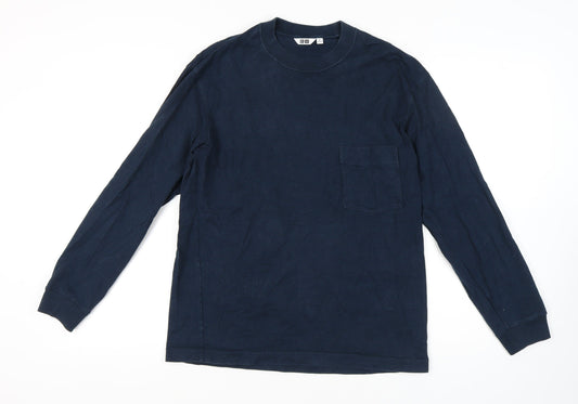 Uniqlo Men’s Blue Cotton Crew Neck Long Sleeve T-Shirt M