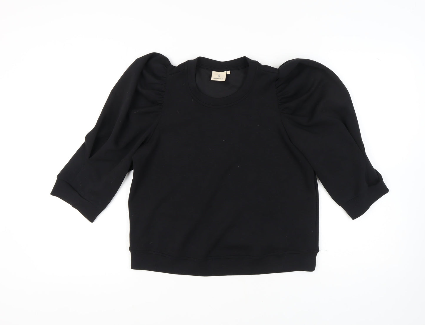 Womens UK Size M Peppercorn Black Basic T-Shirt