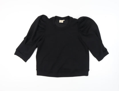 Womens UK Size M Peppercorn Black Basic T-Shirt