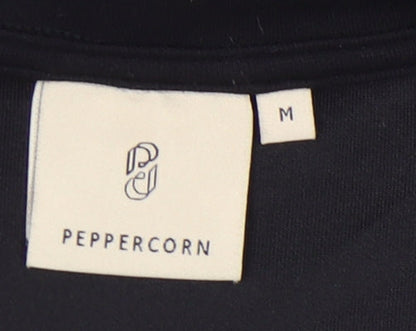 Womens UK Size M Peppercorn Black Basic T-Shirt