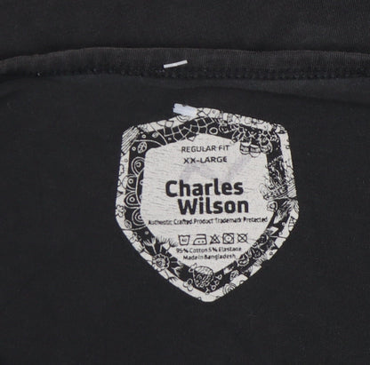 Mens UK Size 2XL Charles Wilson Black  T-Shirt