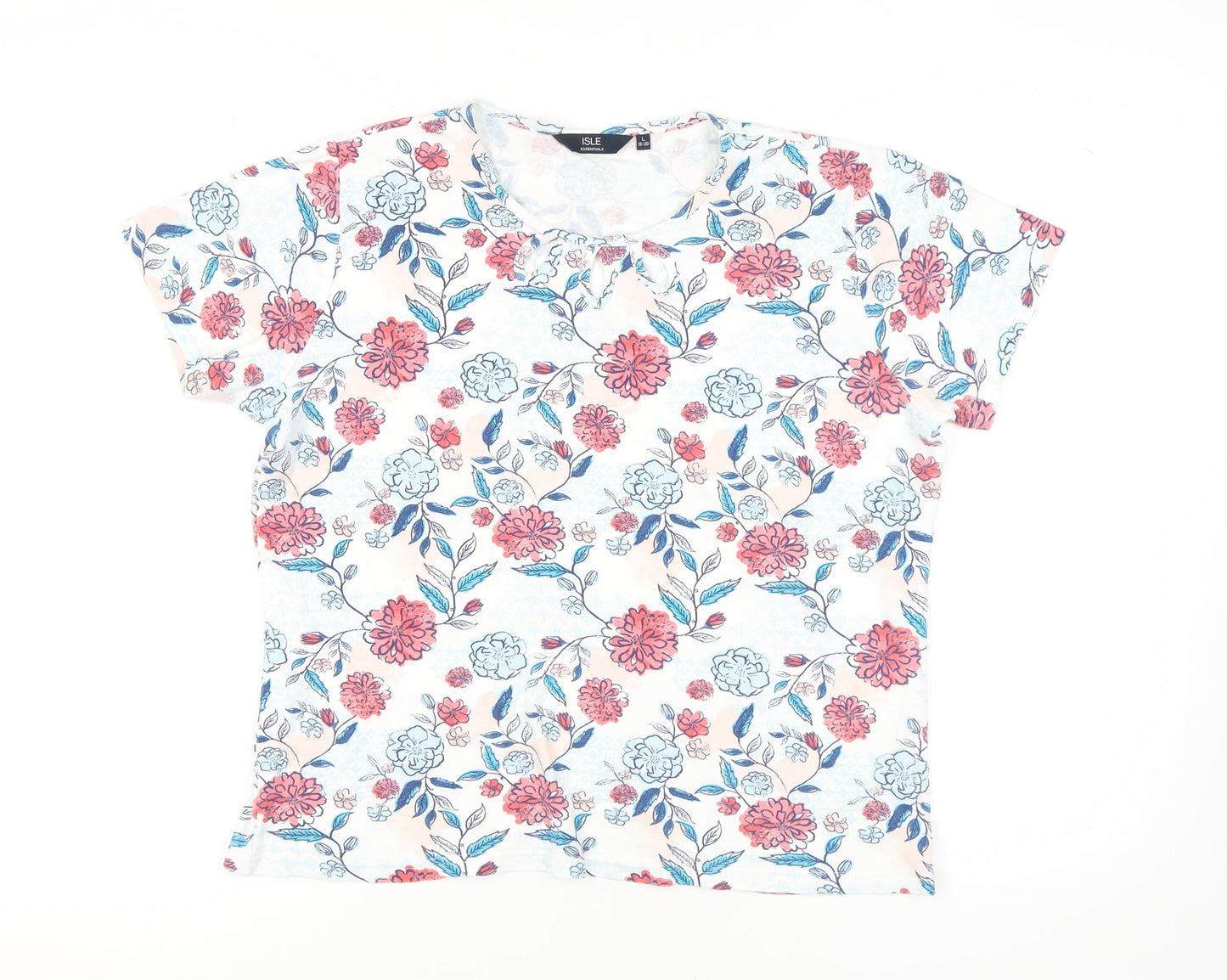 Womens UK Size L ISLE ESSENTIALS Multicoloured Basic T-Shirt