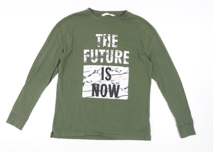 H&M Boys Green Long Sleeve Graphic T-Shirt 12 Years