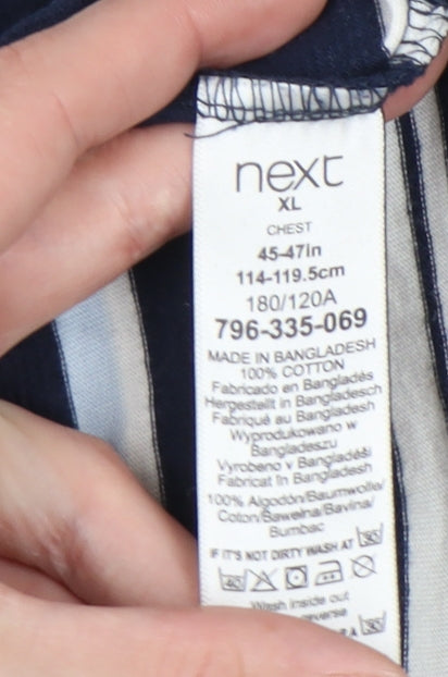 Next Men's Blue Striped T-Shirt XL - Stylish Casual Wear