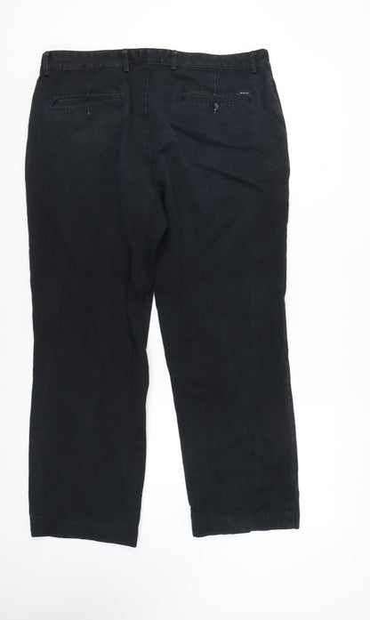 GANT Men's Black Chino Trousers, Size 38, 100% Cotton