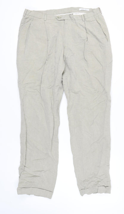 Nigel Hall Men's Beige Trousers - Size 34, Belted
