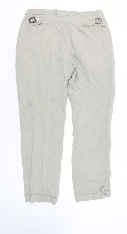 Nigel Hall Men's Beige Trousers - Size 34, Belted
