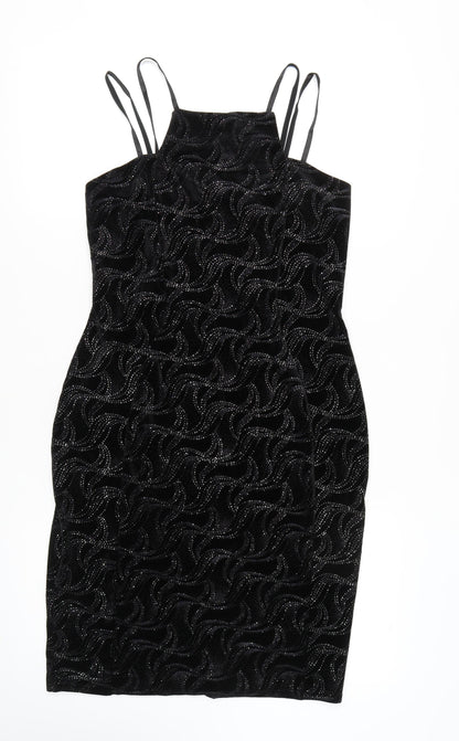 Quiz Women's Black Bodycon Mini Dress Size 16