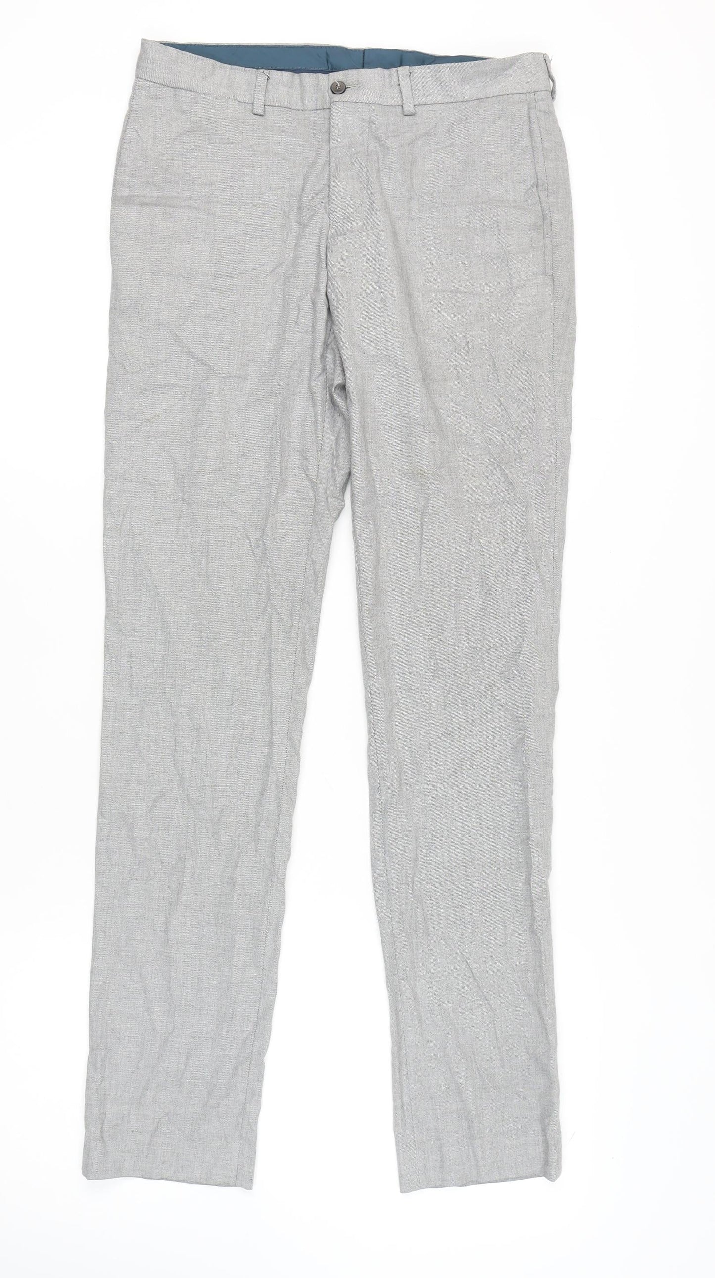 Zara Man Grey Trousers, Men's M, Straight Leg